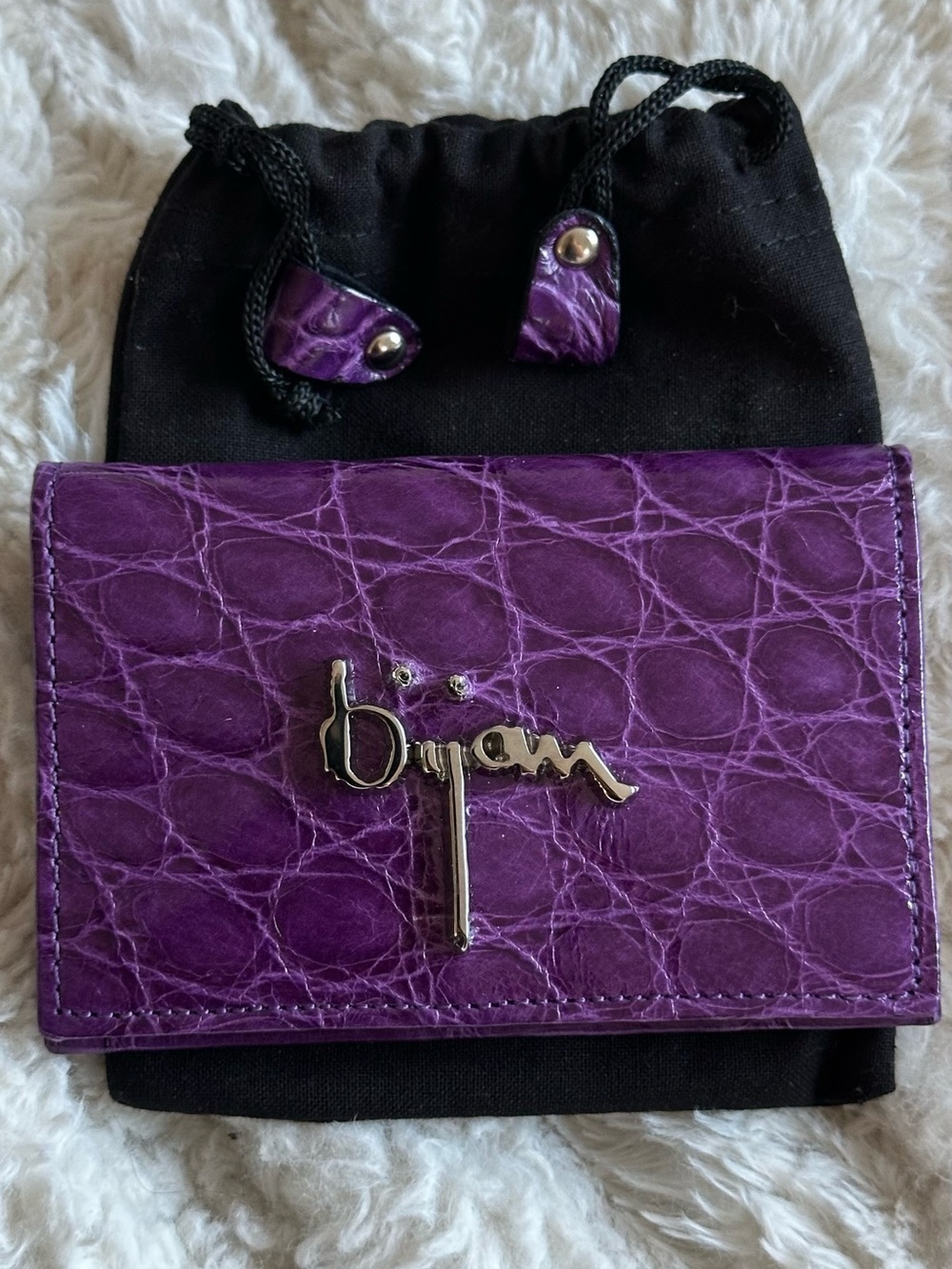 BIJAN PURPLE ALLIGATOR CARD HOLDER